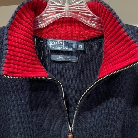Men’s Polo Ralph Lauren XL 1/4 Zip Sweater 100% Cotton - Picture 4 of 4